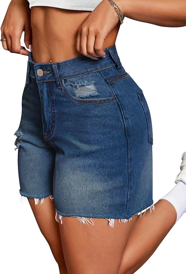 Ripped Denim Shorts