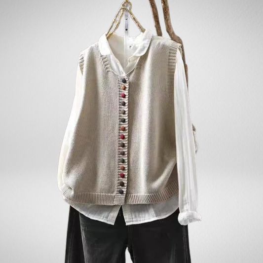 Édith | Gilet en Maille à Boutons Multicolores