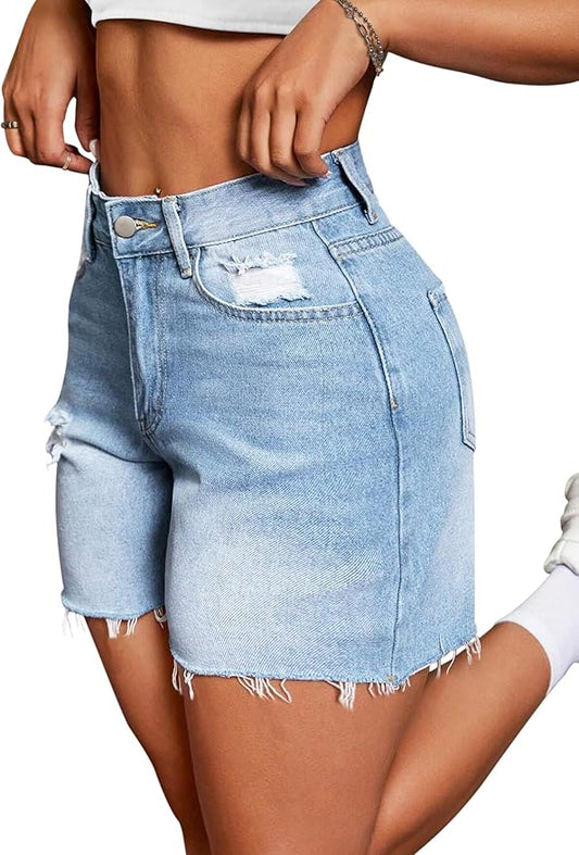 Ripped Denim Shorts